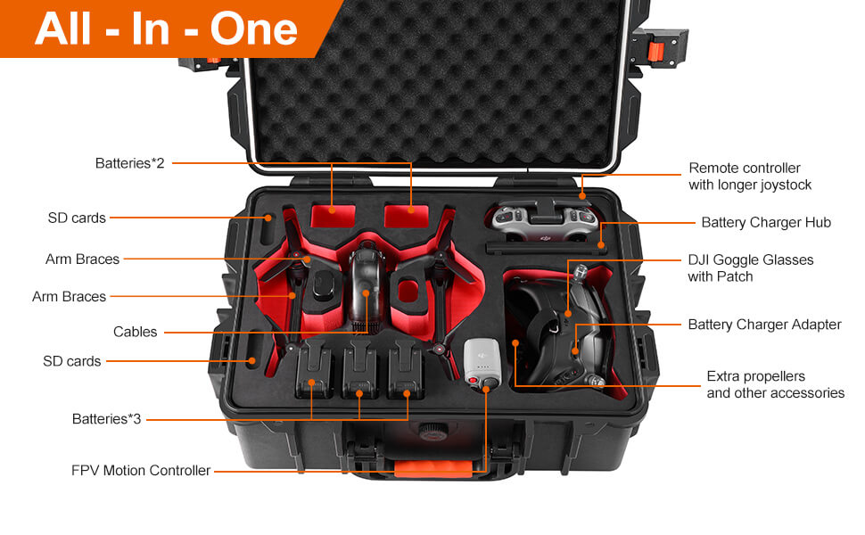Crazepony-UK Carrying Case Koffer for DJI Digital FPV System Accessories Aluminu 