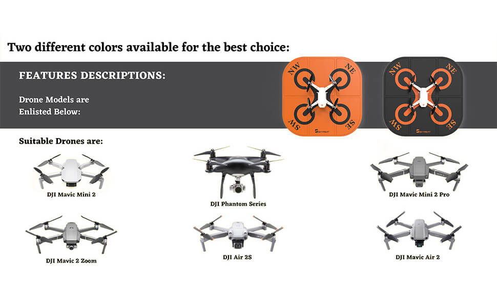 20 SKYREAT Drone Landing Pad Tapis d'atterrissage d'hélicoptère étanche Pliable de 50 cm pour DJI Mini 2 / Mavic Mini SE / Mavic Air 2 / Air 2S / Pro / Holy Stone / pour FPV Drones Accessoires 