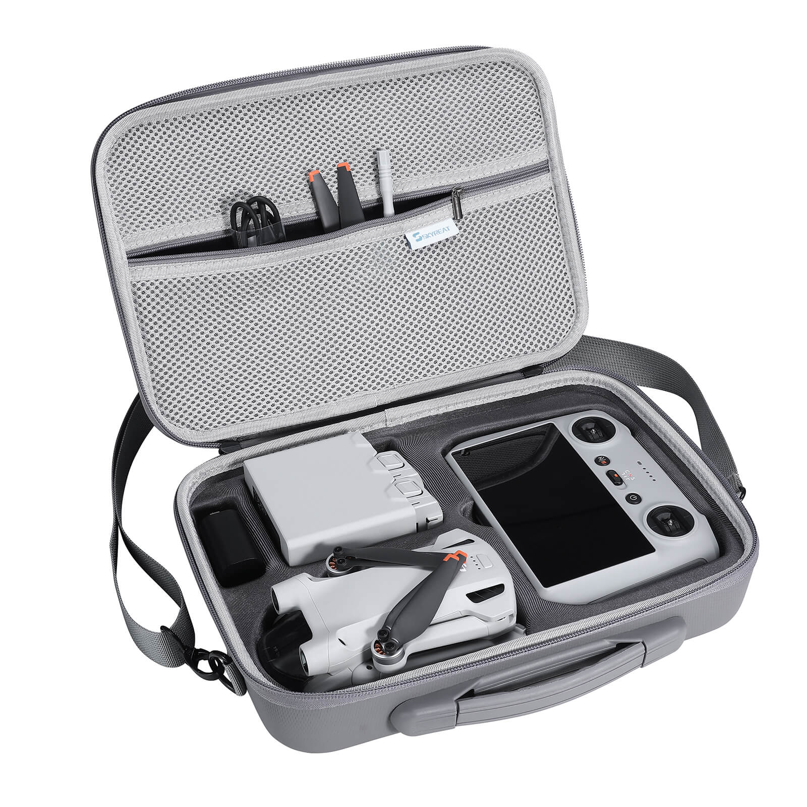 gris Étui pour Mini 3 Pro Skyreat Mini 3 Pro Sac de rangement portable en cuir synthétique pour manette DJI Mini 3 Pro et autres accessoires 
