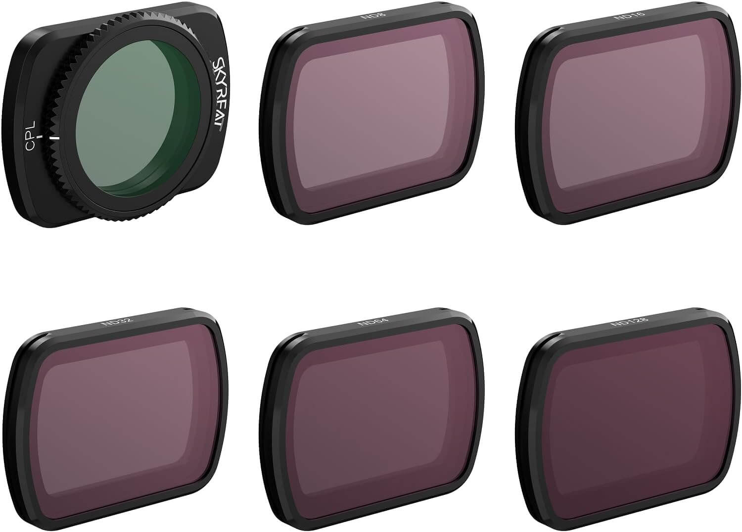 Skyreat ND Filters Set for DJI Osmo Pocket 3 Creator Combo Accessories -6  Pack (CPL/ND8/ND16/ND32/ND64/ND128) - Skyreat